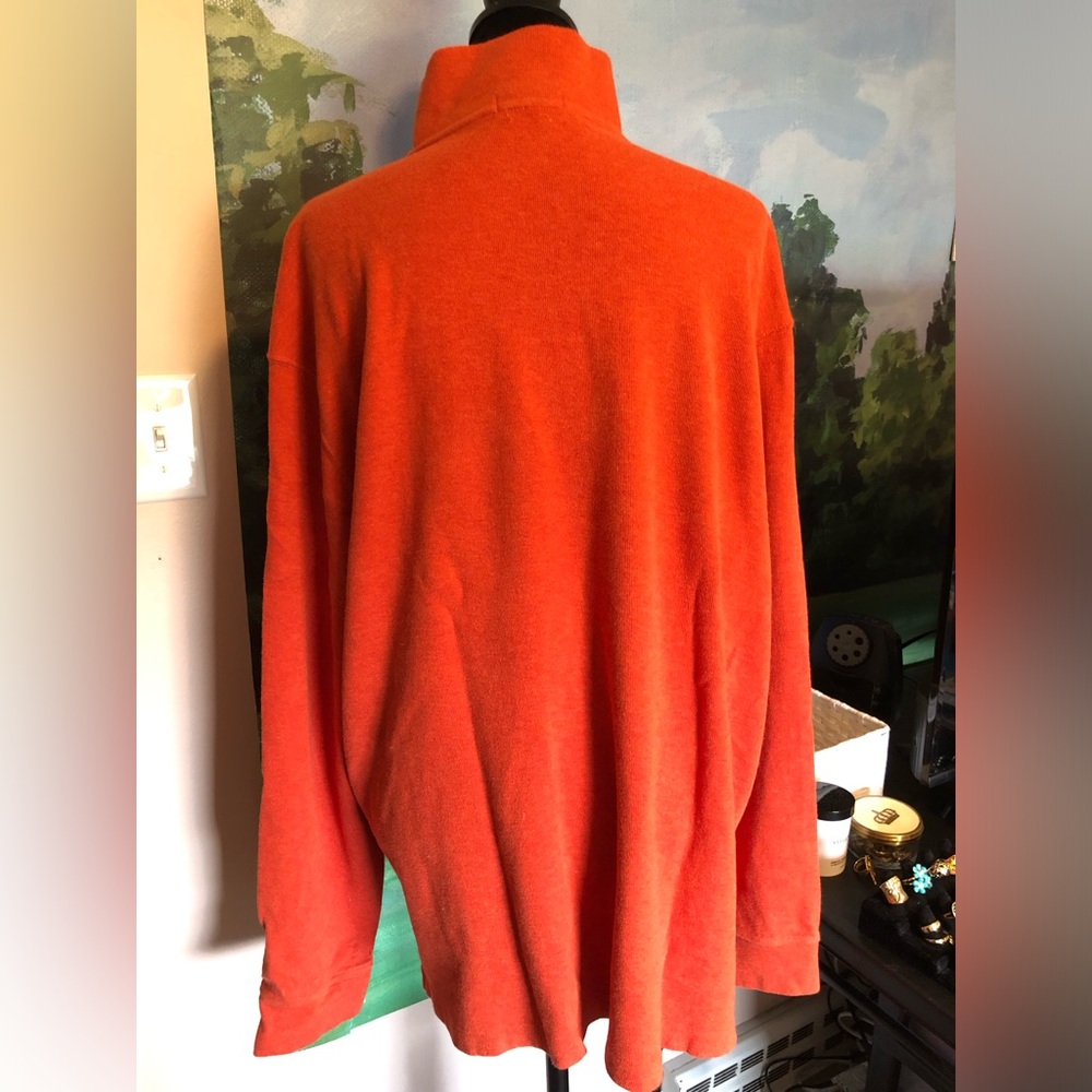 Polo by Ralph Lauren Pumpkin Orange Estate Rib Quarter-Zip Sweater Sz. XXL - Picture 5 of 6